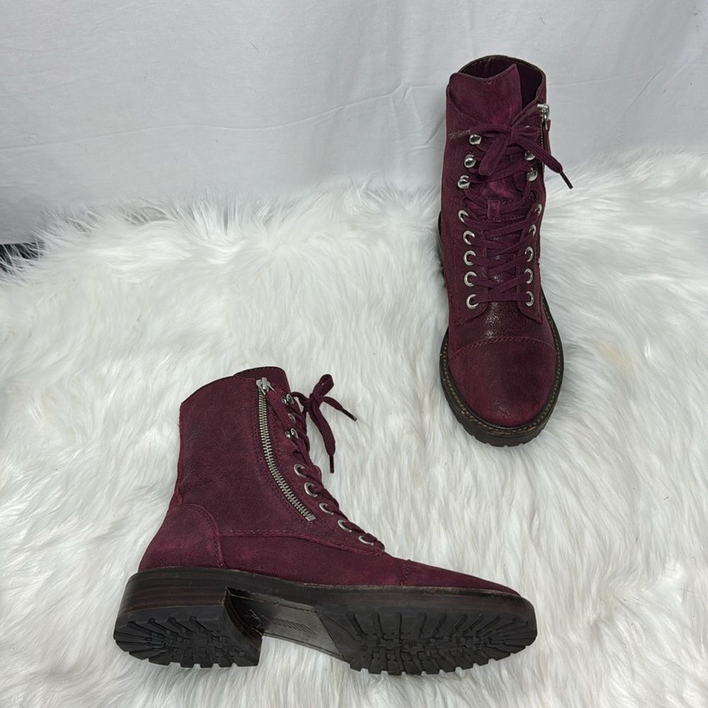 PAIGE Marline Burgundy Leather Lace Up Ankle Booties Sz 7